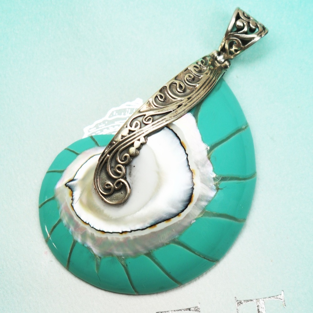 New! Sterling Silver Embellished Seashell Pendants - Picture 8 of 16